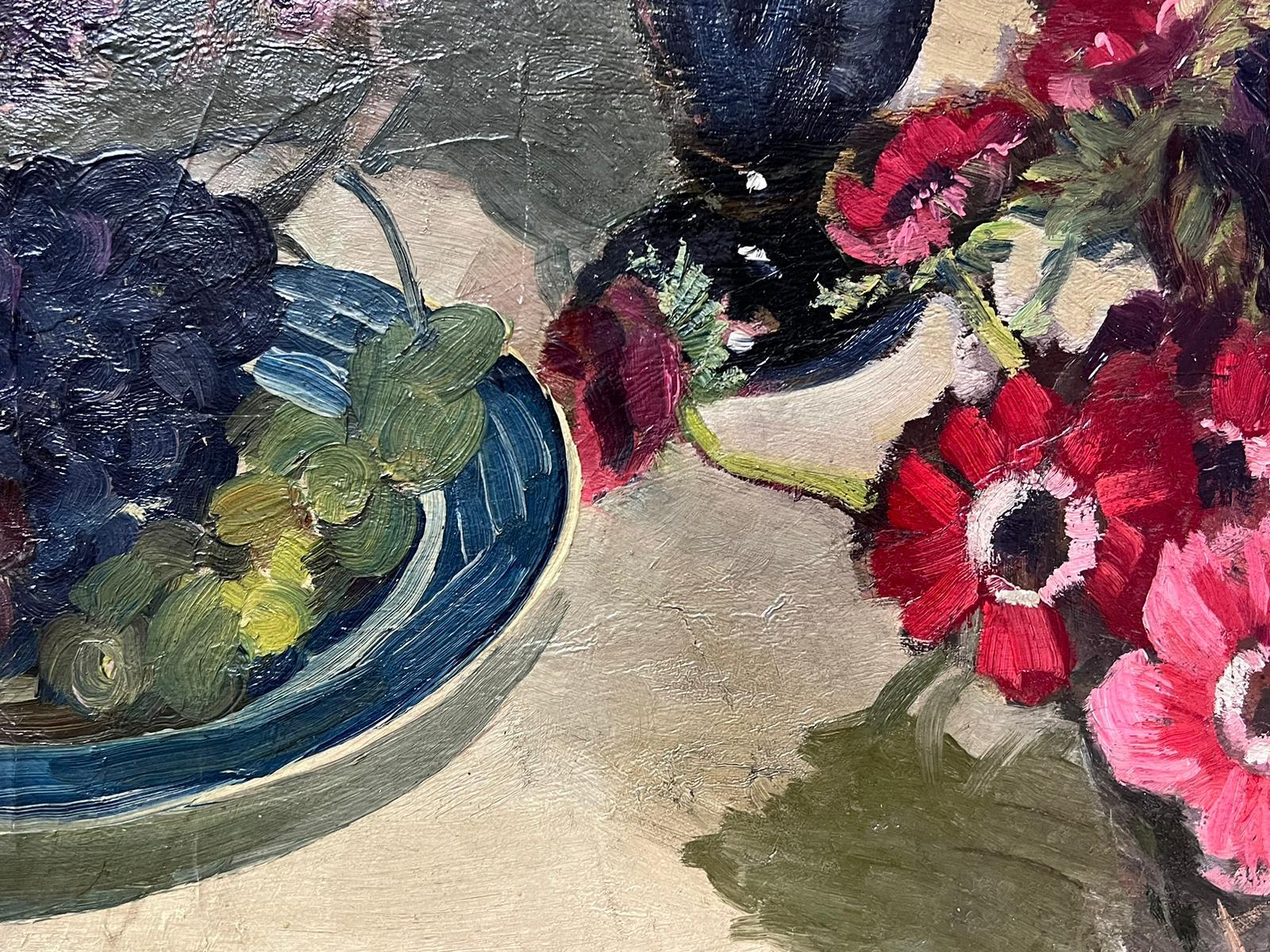 Anemoni Fiori Natura morta Pittura ad olio inglese del 1930 circa English Impressionist - Painting Postimpressionismo di Sunderland Rollinson