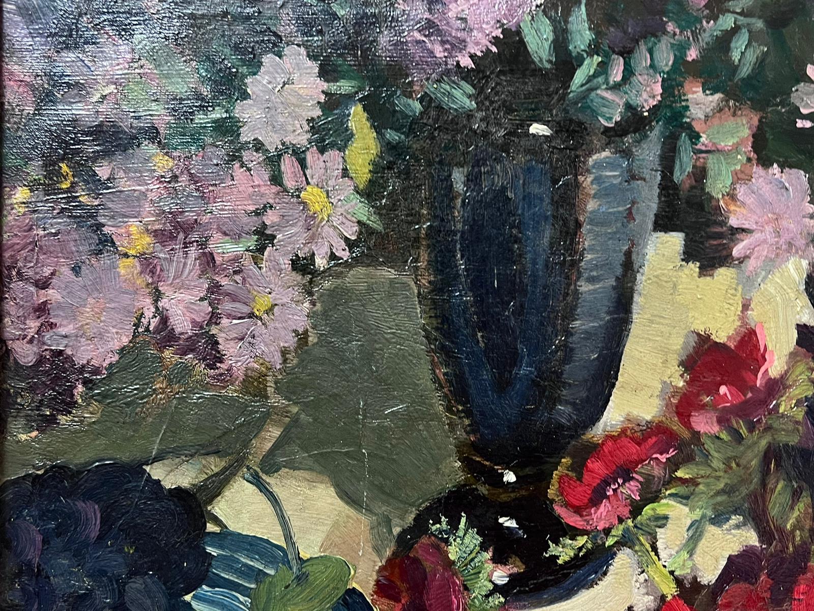 Anemoni Fiori Natura morta Pittura ad olio inglese del 1930 circa English Impressionist 1