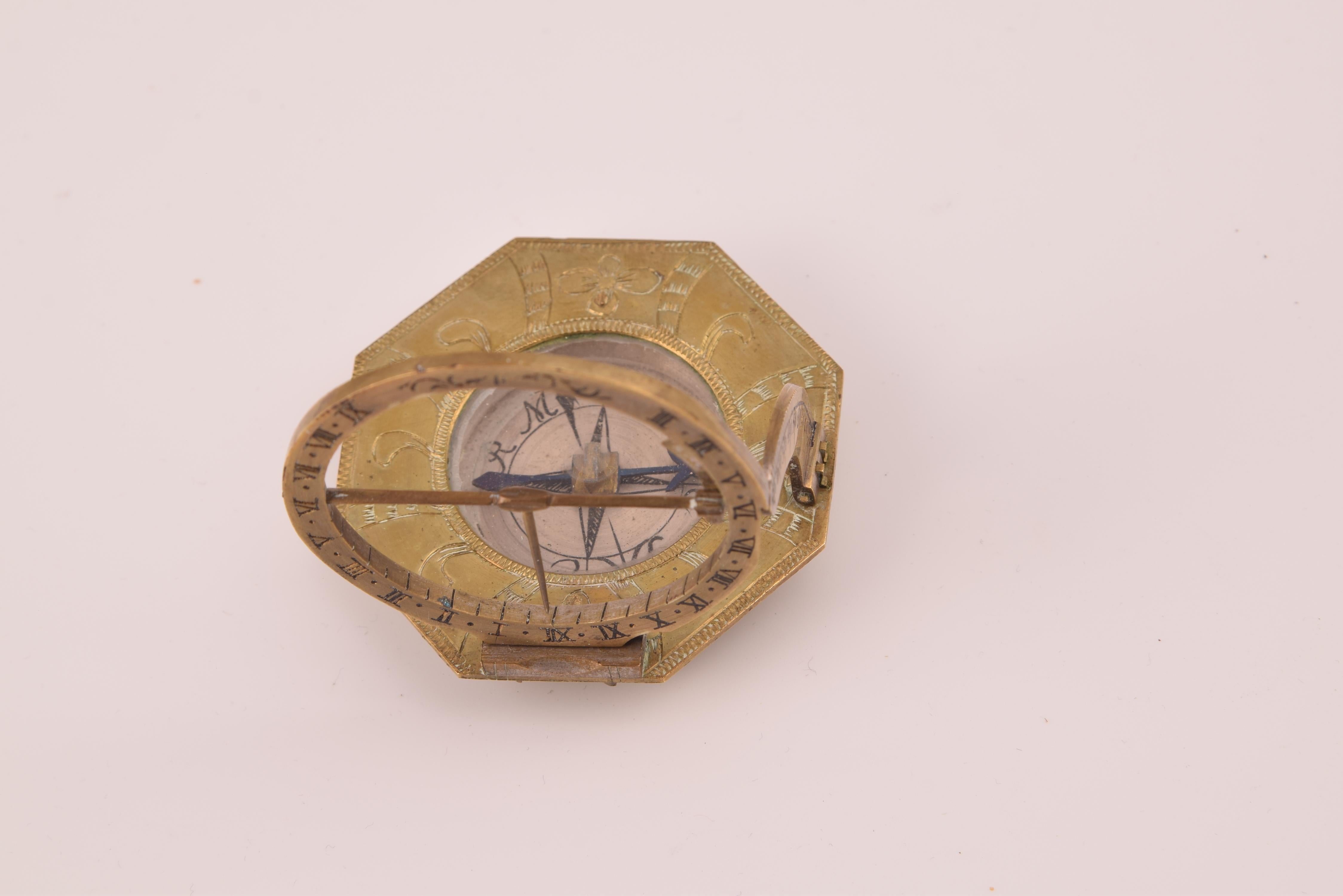 Allemand Sundial and Compass with Case, Schrettegger, Johan, Augsburg, Allemagne, vers 1800 en vente