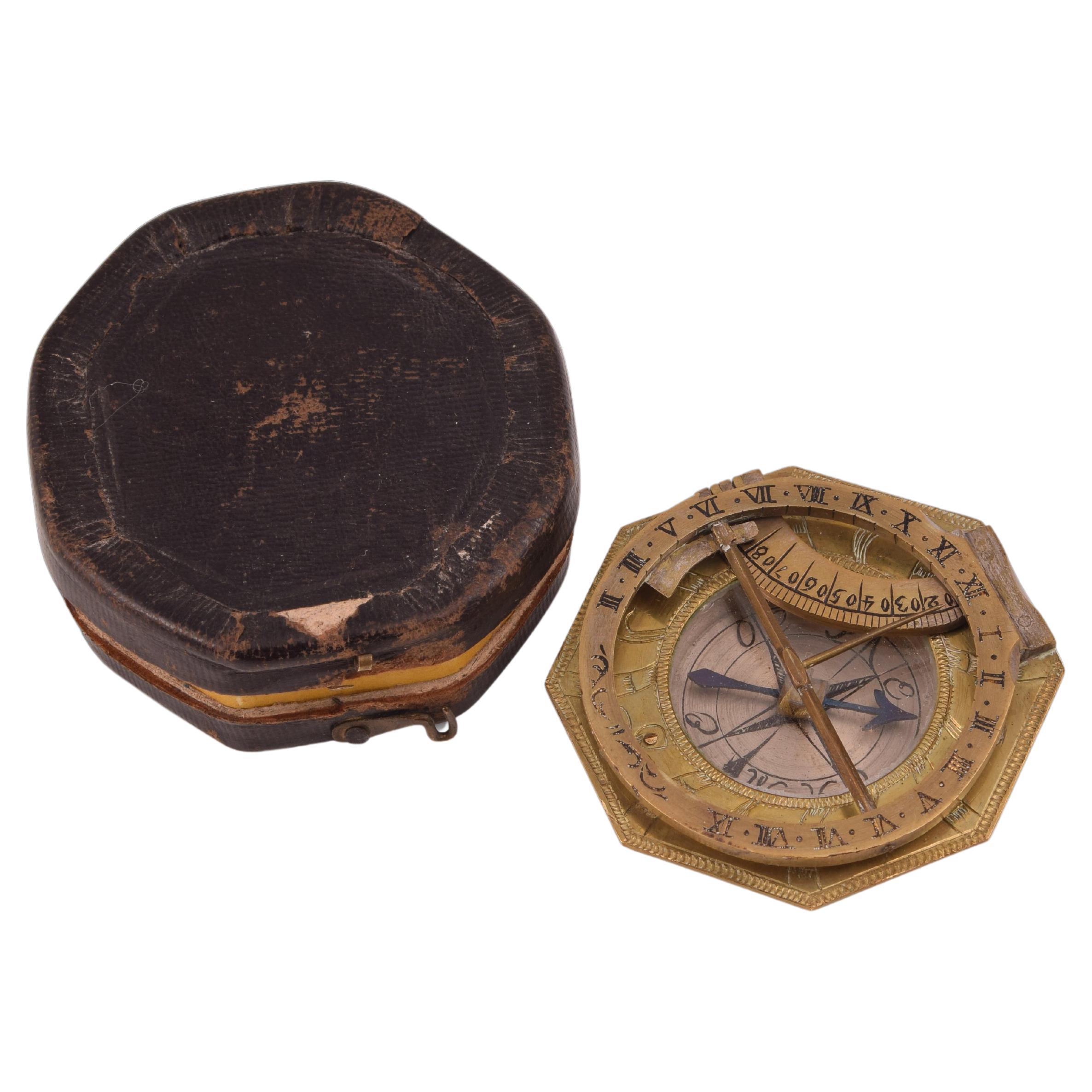 Sundial and Compass with Case, Schrettegger, Johan, Augsburg, Germany, Ca 1800 For Sale