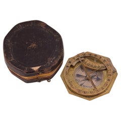 Antique Sundial and Compass with Case, Schrettegger, Johan, Augsburg, Germany, Ca 1800