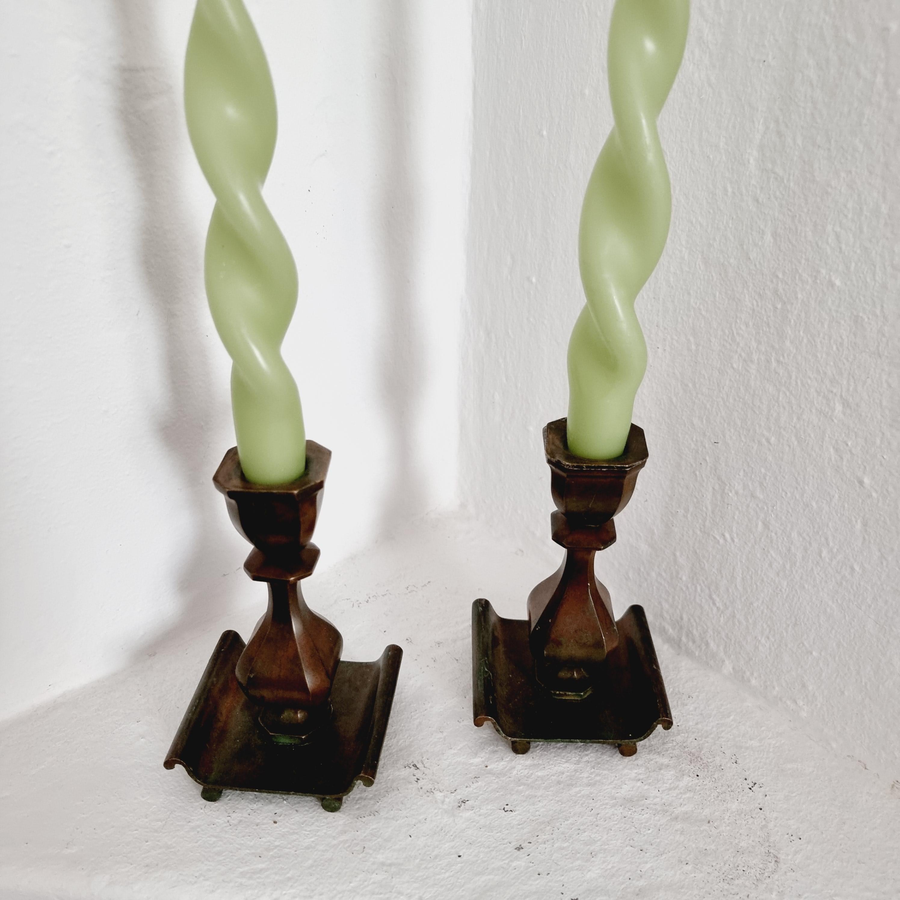 Sune Bäckström, Candlesticks Bronze, Solid Bronze, Swedish Grace / Art Deco For Sale 2
