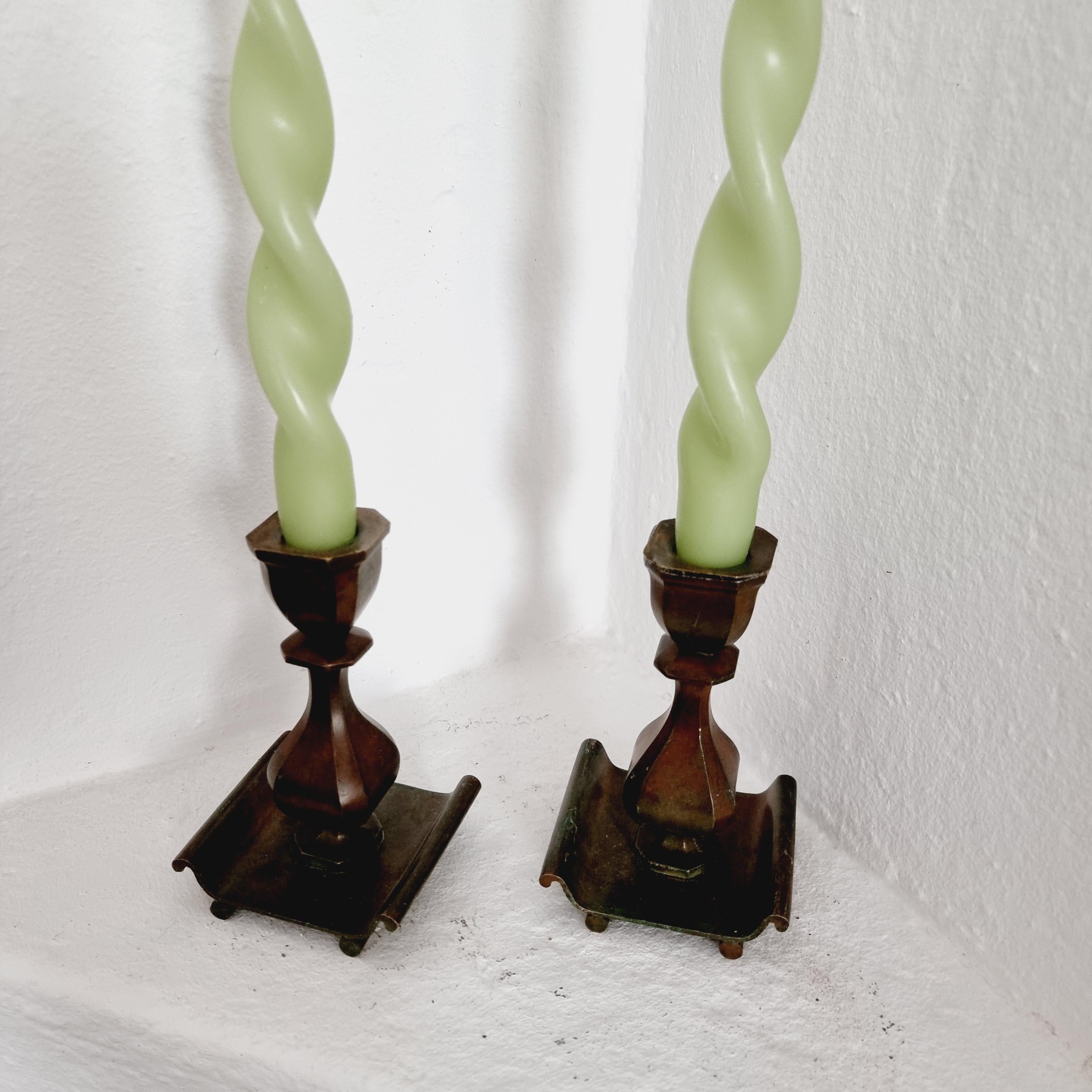 Sune Bäckström, Candlesticks Bronze, Solid Bronze, Swedish Grace / Art Deco For Sale 3