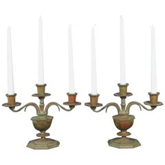 Sune Bäckström Pair of Swedish 1930s Art Deco Bronze Candelabras