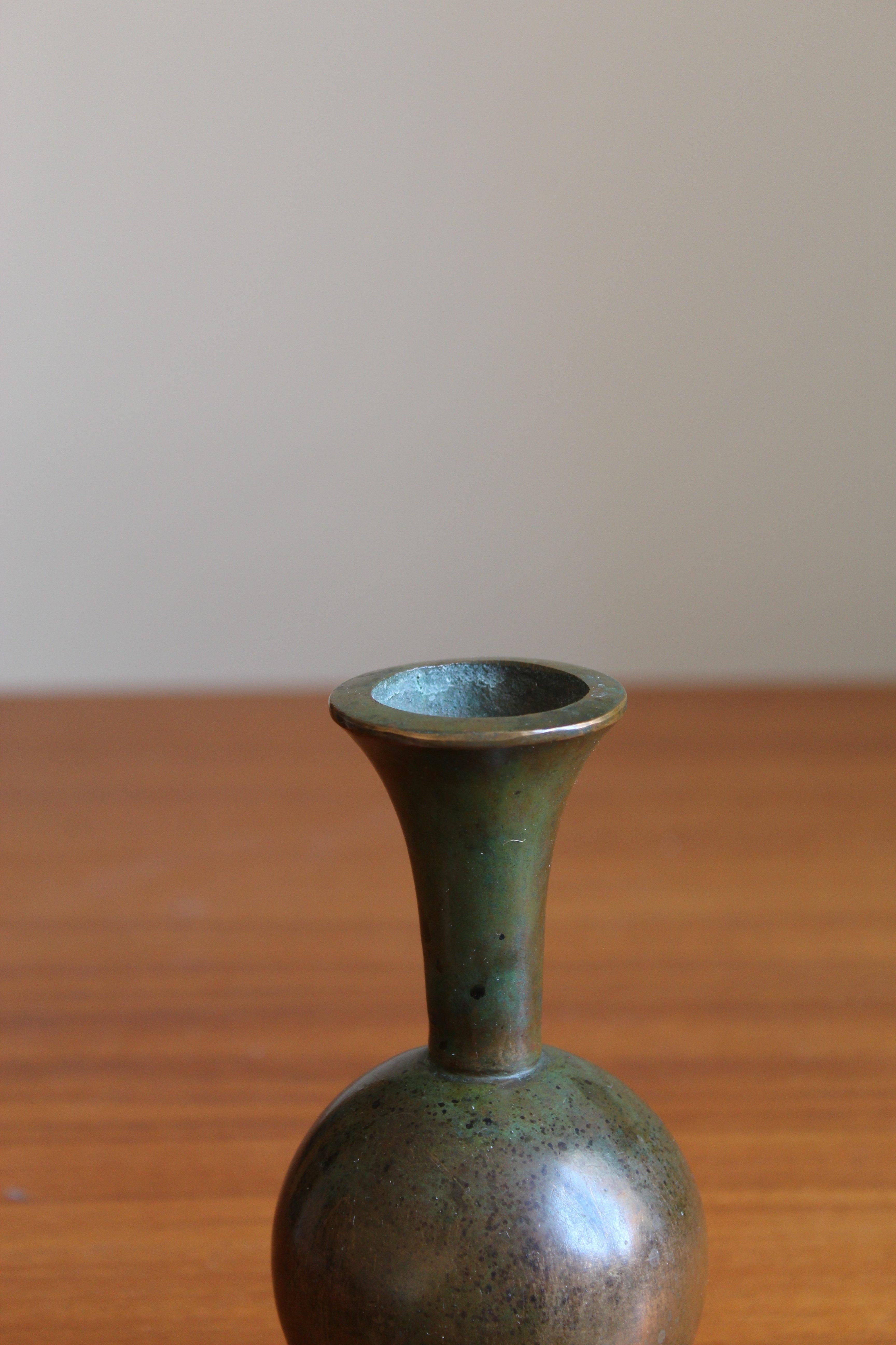 Swedish Sune Bäckström, Small Vase, Patinated Bronze, Sweden, 1930s