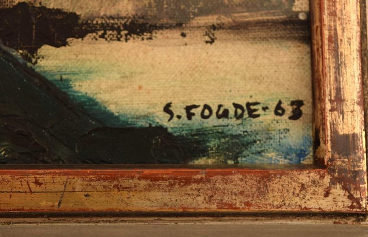 Sune Fogde, Suède, huile sur toile, composition abstraite, datée de 1963 Excellent état - En vente à Copenhagen, DK