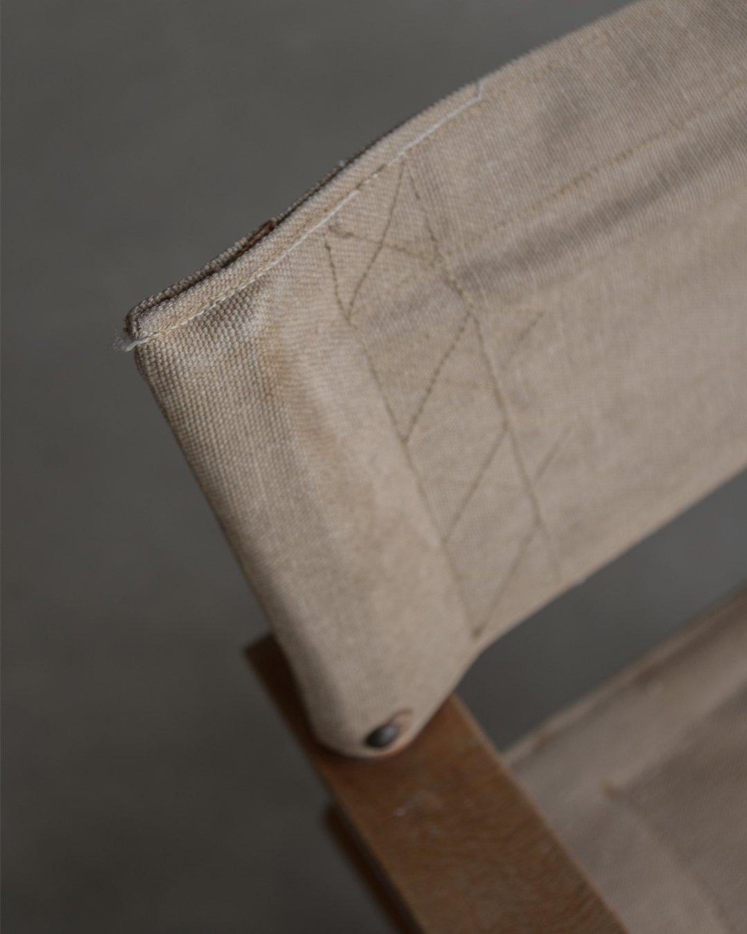 Hand-Crafted Sune Lindström, Nordiska Kompaniet, Trivia, Safari Chair in Canvas Linen For Sale