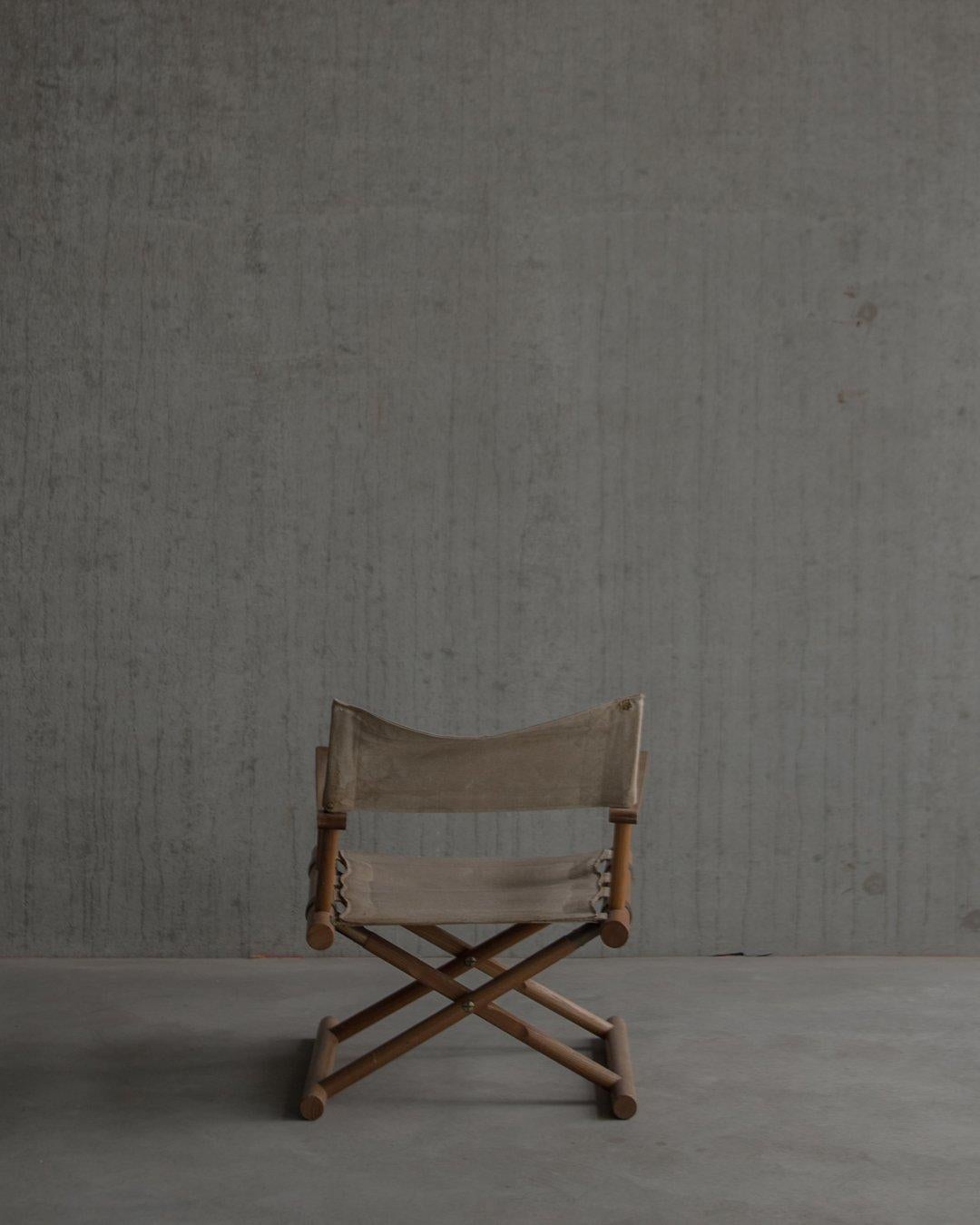 Sune Lindström, Nordiska Kompaniet, Trivia, Safari Chair in Canvas Linen In Fair Condition For Sale In Hasselt, VLI