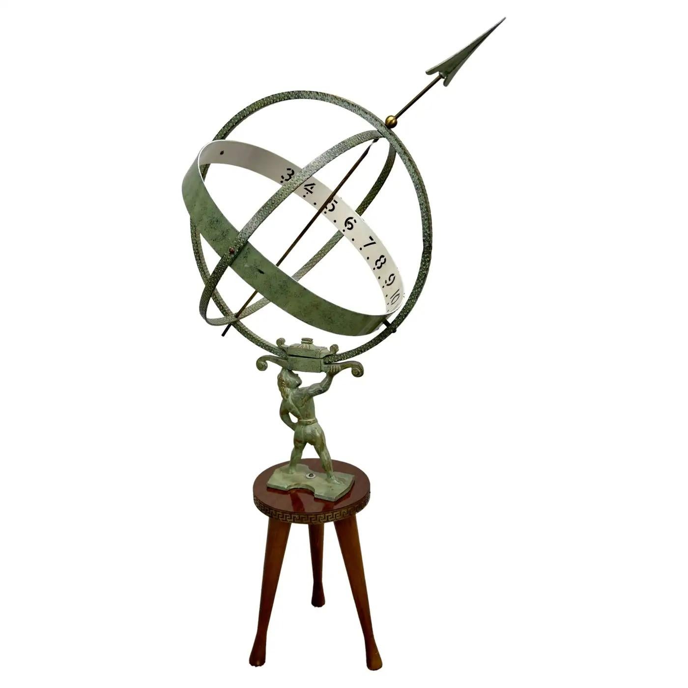 Vintage Original Sun Clock or Armillary Sun Dial attributed to the Swedish sculptor Sune Rooth ( Swedish - 1918 till present ), hailing from the mid-20th century. The Armillary sun dial garden ornament is originating from Sweden.  The sun clock