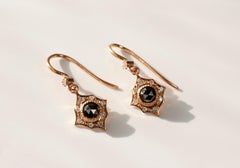 Black Rose Cut Diamond and 14 Karat Rose Gold Earrings Suneera