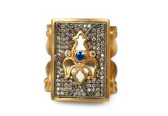 SUNEERA Bague cerf-volant en or 18 carats et argent noirci avec saphir bleu