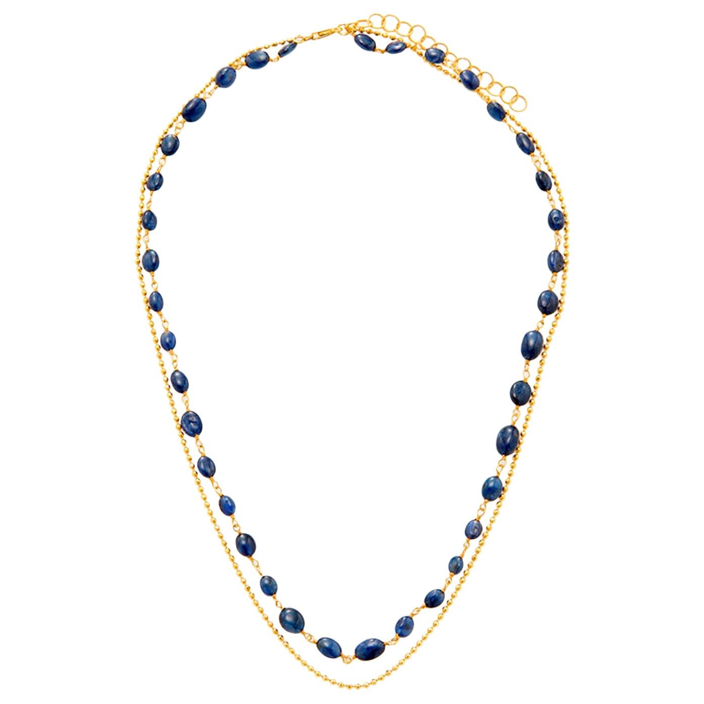 Blue Sapphire and 14 Karat Gold Layered Necklace  SUNEERA