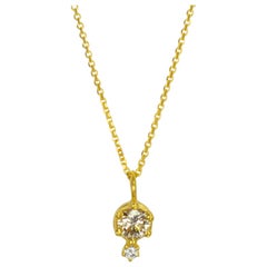 Champagne and White Diamond 14 Karat Gold Pendant Necklace SUNEERA