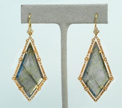 Labradorite and Diamond 18 Karat Earrings SUNEERA