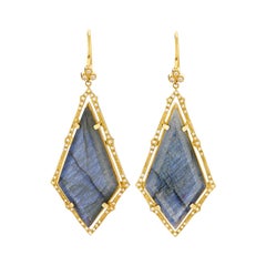 Labradorite and Diamond 18 Karat Earrings SUNEERA