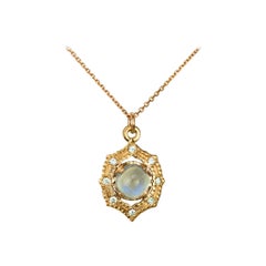 Moonstone & Diamond 18 Karat Yellow Gold Pendant Necklace SUNEERA
