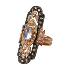 Rainbow Moonstone 18 Karat Gold and Blackened Silver Ring SUNEERA