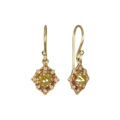 Rose Cut Diamond and 18 Karat Yellow Gold Earrings SUNEERA