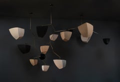 Sunflower 14 / Bamboo & Brass Mobile Chandelier Handmade by Andrea Claire Studio