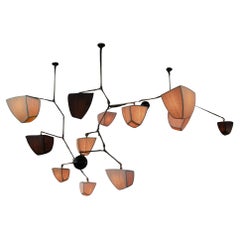Sunflower 14 / Bamboo & Brass Mobile Chandelier Handmade by Andrea Claire Studio