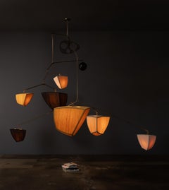 Sunflower 9 V2.1 / Bamboo & Brass Chandelier Handmade by Andrea Claire Studio