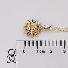 Sunflower Australian Solid Opal Tsavorite Diamond Pendant 18K Yellow Gold