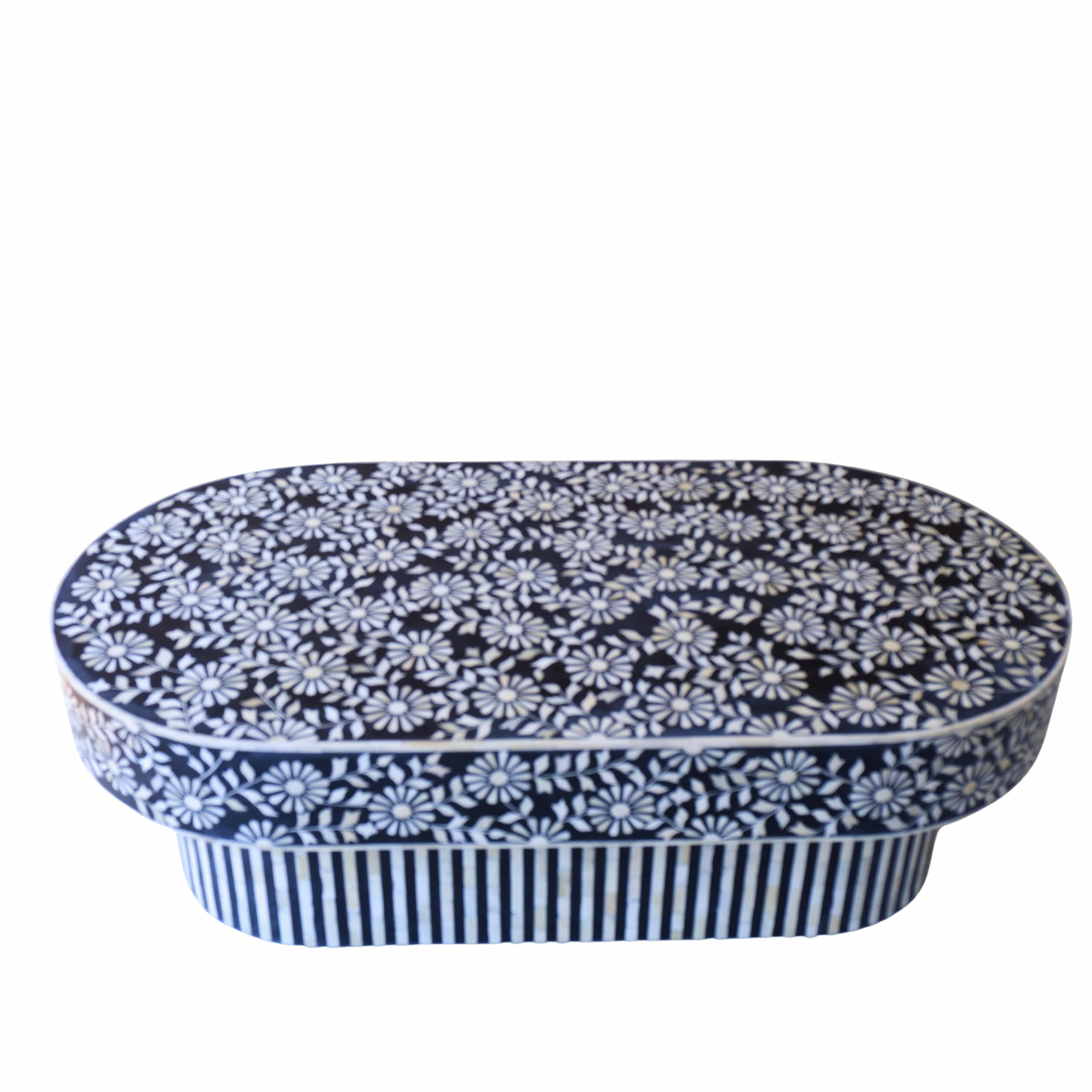 Contemporary  Sunflower Black Oval Coffee Table For Sale