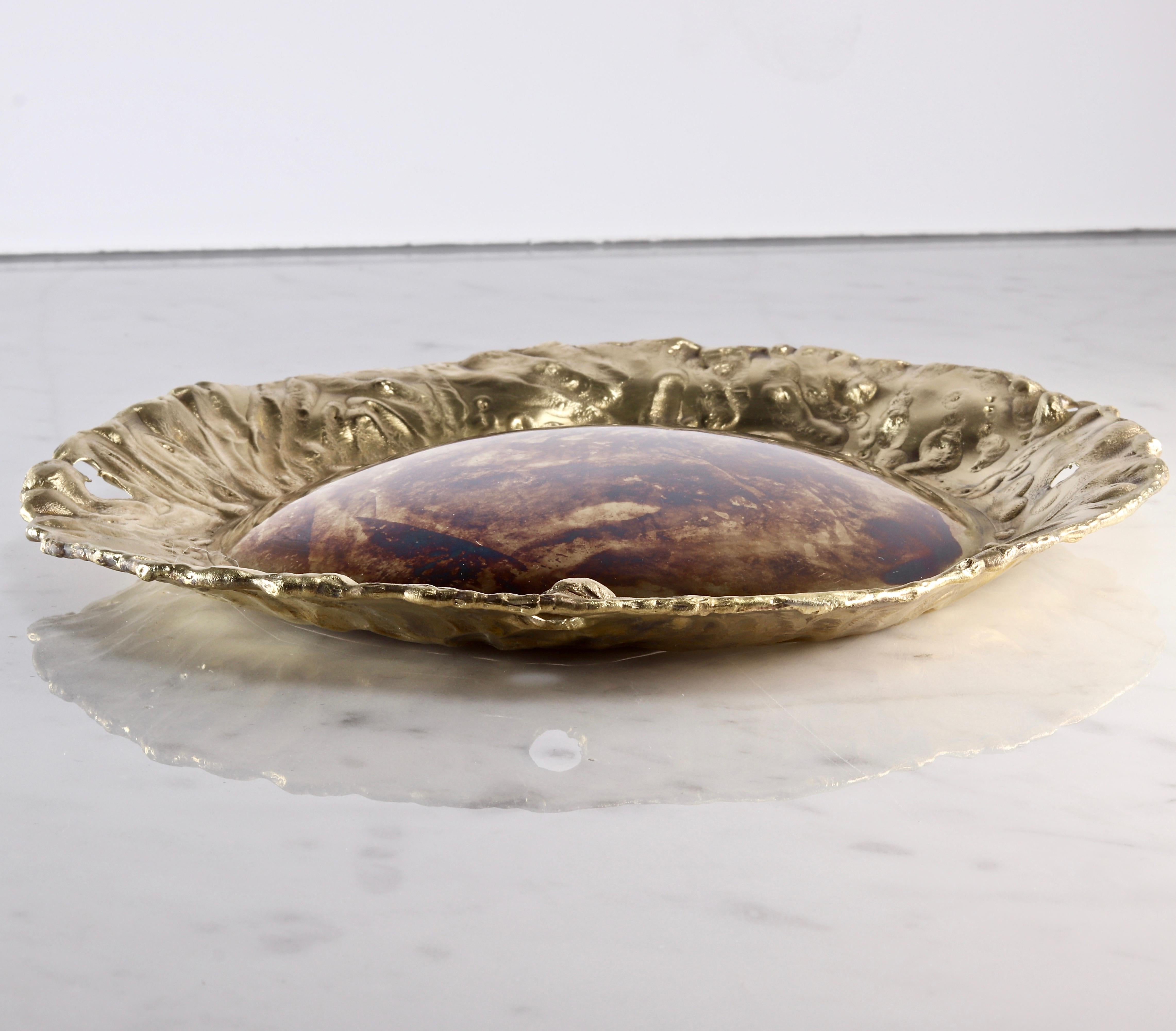 Organic Modern Sunflower Brass Hand Sculpted Bowl by Samuel Costantini