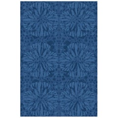 Sunflower Custom Made Hand Knotted Midnight Blue Wool Rug by Allegra Hicks