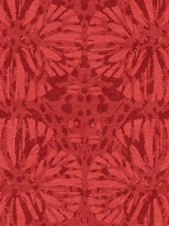 Sunflower Custom Made Hand Knotted Red Wool Rug by Allegra Hicks