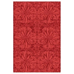Sunflower Custom Made Hand Knotted Red Wool Rug by Allegra Hicks