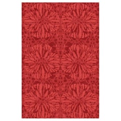 Sunflower Custom Made Hand Knotted Red Wool Rug by Allegra Hicks