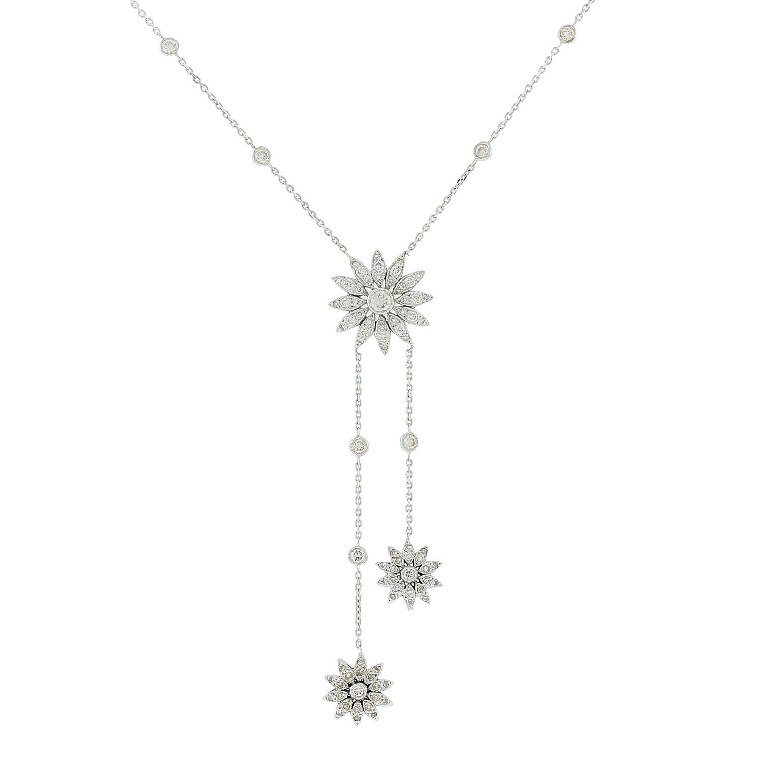 Sunflower Diamond Pendant Necklace 14k Yellow Gold (0.19ct)