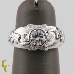 Sunflower Diamond Platinum Solitaire Engagement Ring GIA Certified