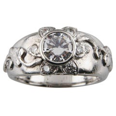 Sunflower Diamond Platinum Solitaire Engagement Ring GIA Certified