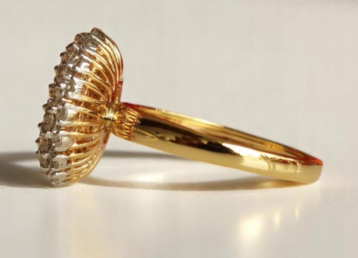 Bague tournesol en or massif 14 carats certifiée Pour femmes en vente