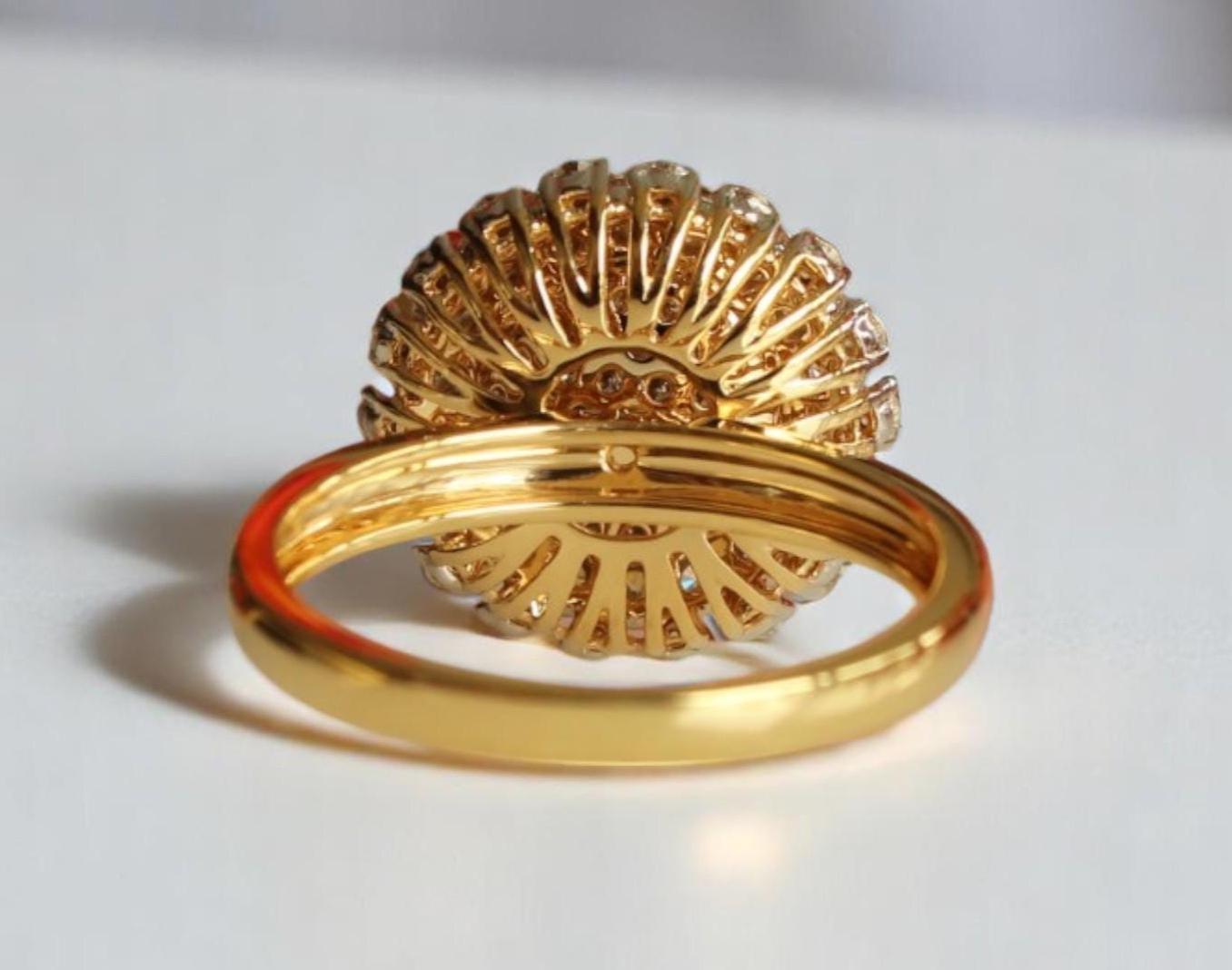 Bague tournesol en or massif 14 carats certifiée en vente 2