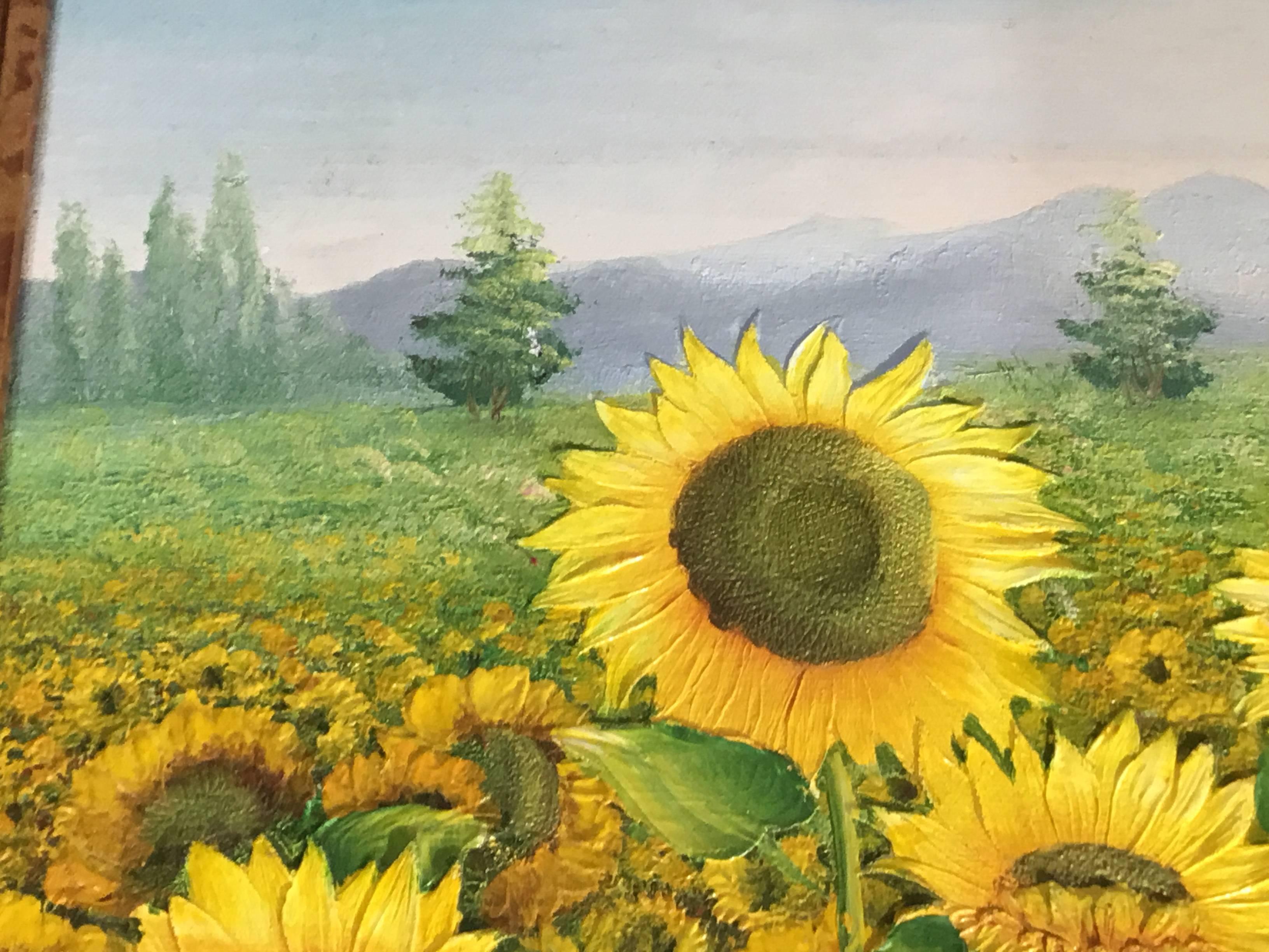 Sunflower Field Oil Painting on Canvas 1
