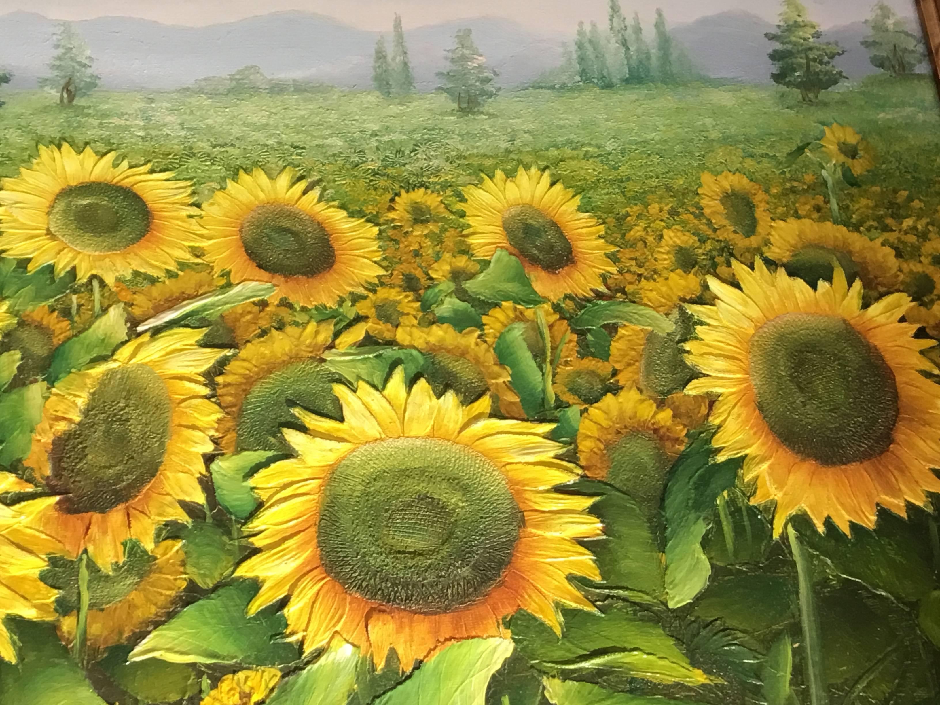 Sunflower Field Oil Painting on Canvas 4
