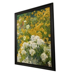 Pintura al Óleo Campo de Girasoles, Amarillo-Blanco, Firmada, Siglo XXI