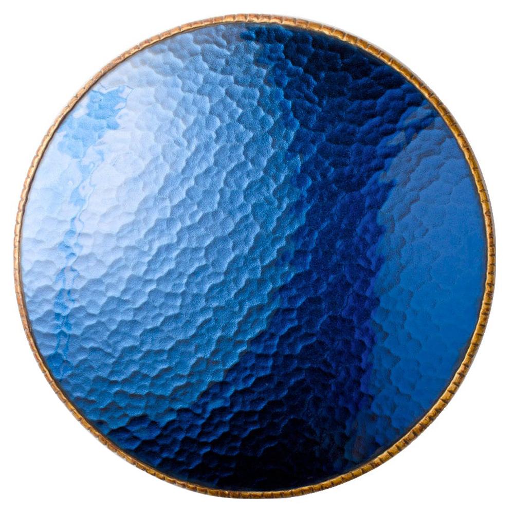 Miroir convexe bleu en forme de tournesol à la manière de Line Vautrin