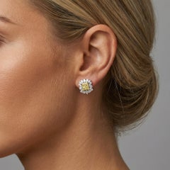 Sunflower Inspired Fancy Yellow Diamond Earrings
