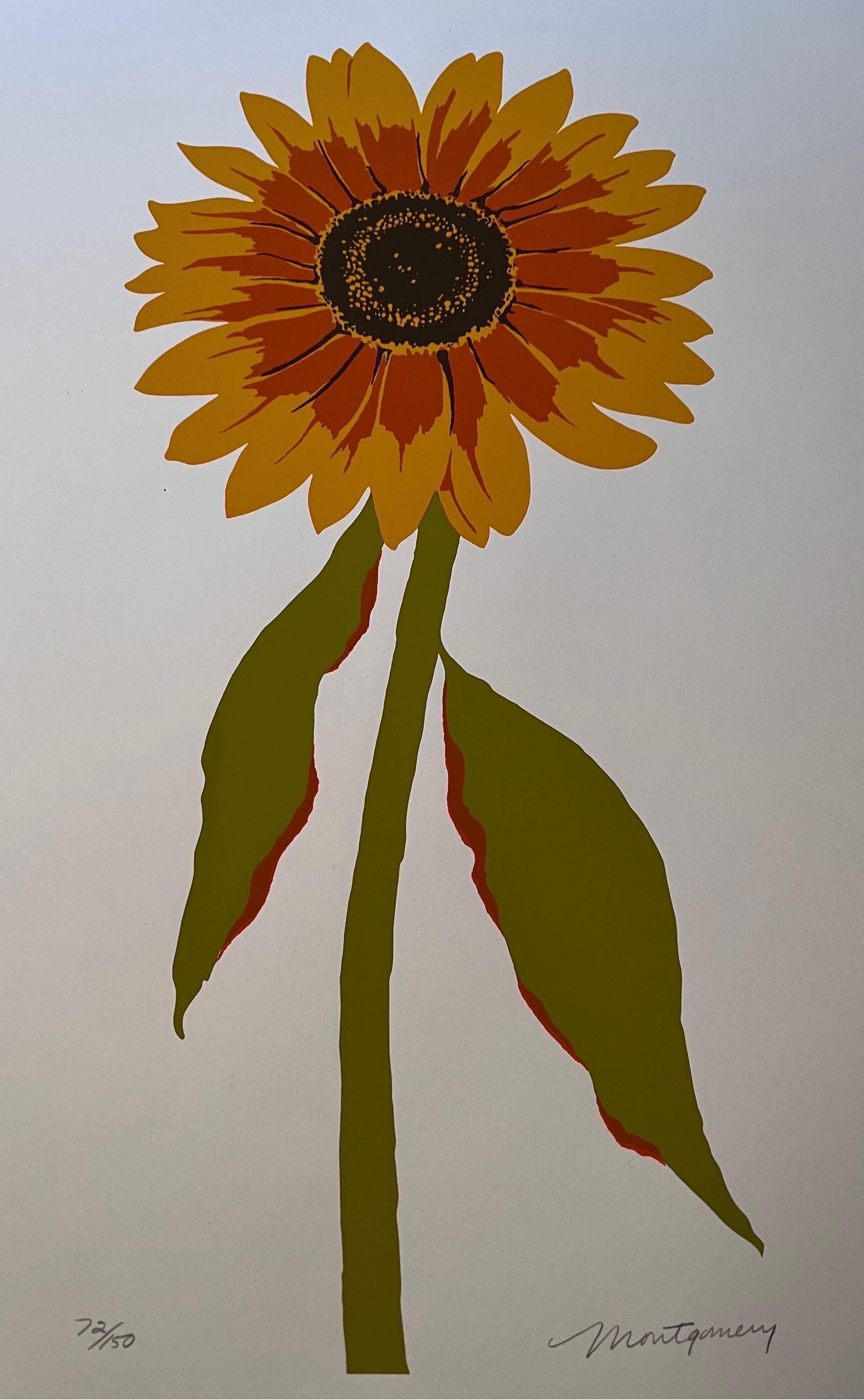 Bohemian Sunflower Lithograph Signed Montgomery For Sale