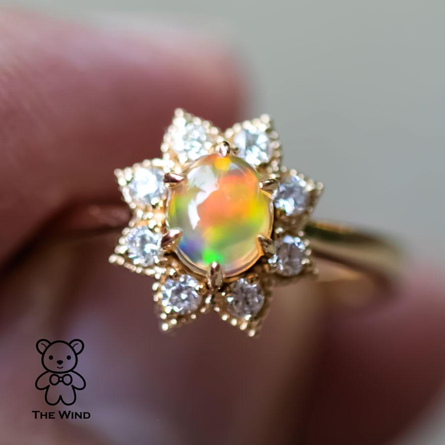 Sunflower Mexican Fire Opal Diamond Engagement Ring 18K Yellow Gold.



Free Domestic USPS First Class Shipping! Free Gift Bag or Box with every order!

Opal—the queen of gemstones, is one of the most beautiful gemstones in the world. Every piece of