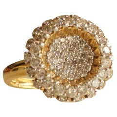 Sunflower Natural Diamond Statement Ring in 14K Solid Gold (Certified)