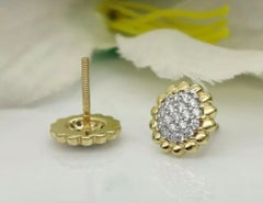 Sunflower Natural Diamond Wedding Bridal Stud Earring Set in 14k Solid Gold