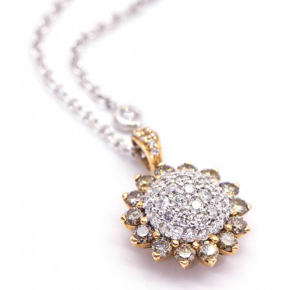 Women's SUNFLOWER Necklace in Rose Gold and Diamonds For Sale