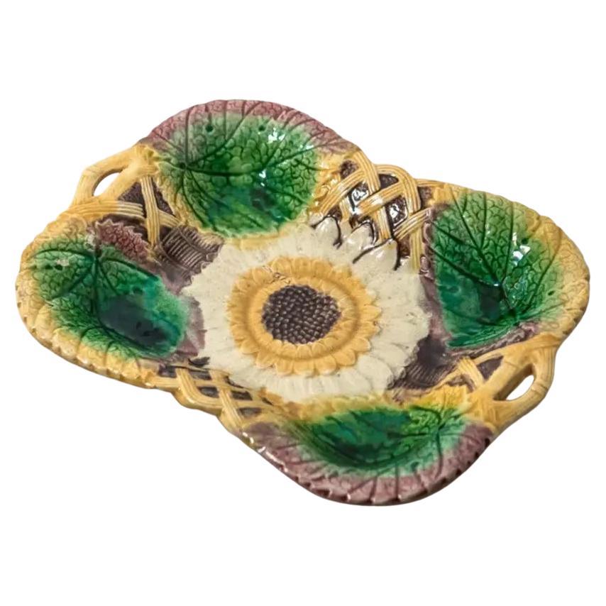 Sunflower Platter, Majolica For Sale
