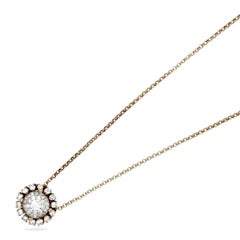 Sunflower Sun Ray Round Diamond Halo Pave Necklace Pendant 14 Karat Yellow Gold