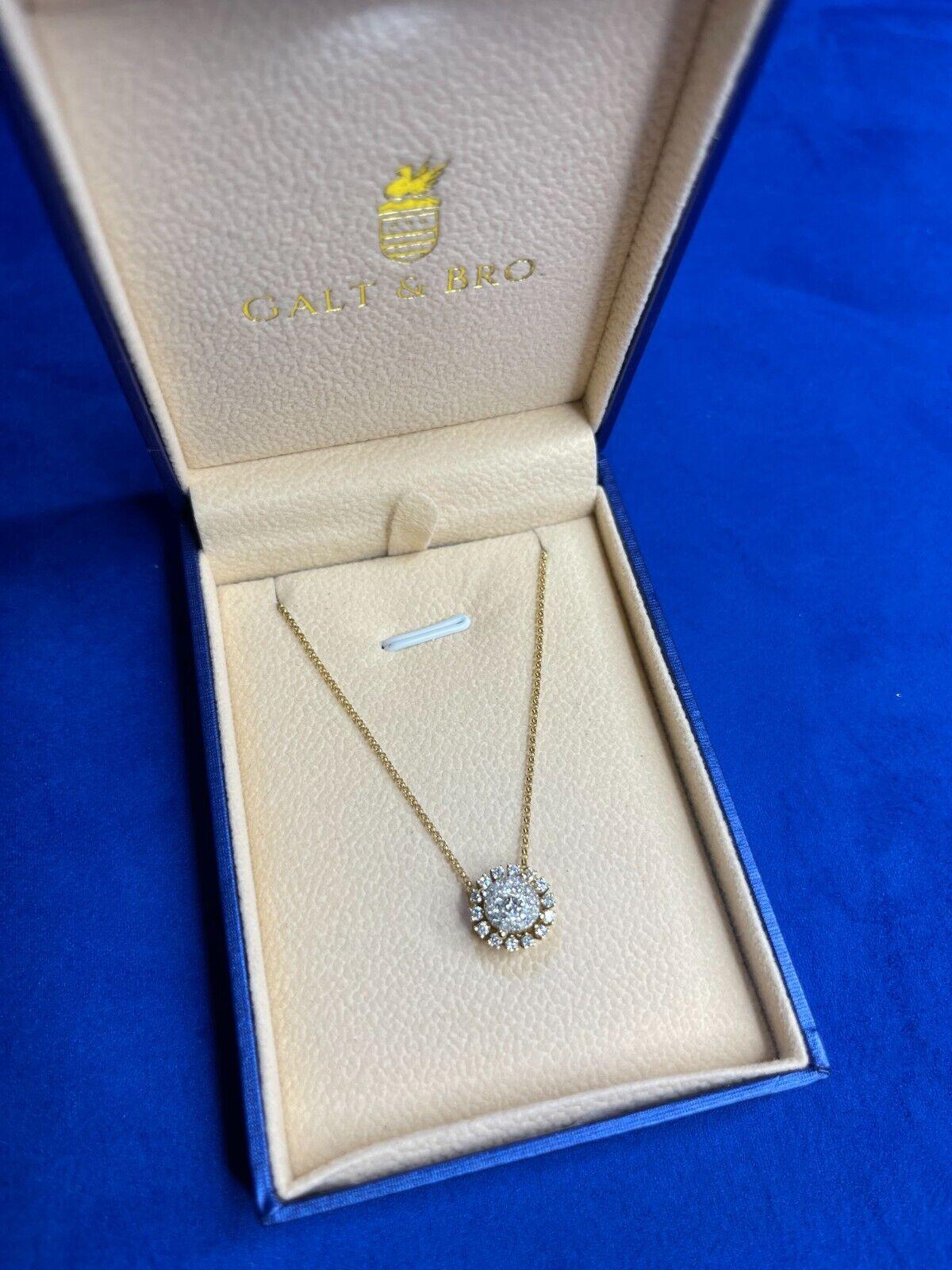 Women's or Men's Sunflower Sun Ray Round Diamond Halo Pave Necklace Pendant 14 Karat Yellow Gold For Sale